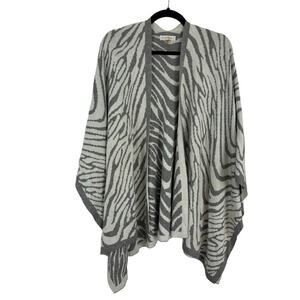 Calvin Klein Zebra Knit Poncho Wrap OS — Statement Animal Print